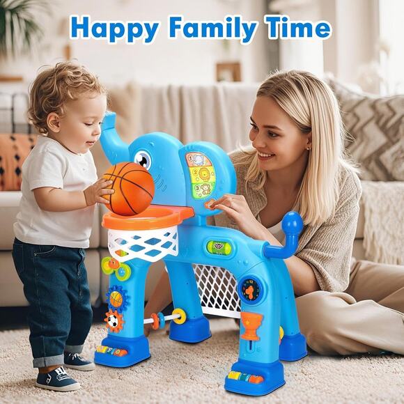 Toddler Basketball Hoop & Soccer Goal, Montessori Toys for Baby, Ages 1-3 (Blue) - Picture 7 of 8